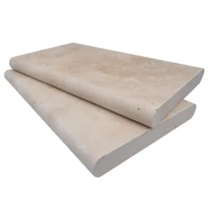Ivory Travertine Tumbled 14X24X2 Double Bullnose Coping -Stonelux