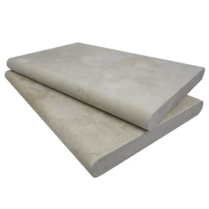Ivory Travertine Tumbled 16X24X2 Double Bullnose Coping - Marion Ceramics
