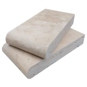 Ivory Travertine Tumbled 6X12X2 Single Bullnose Coping - Marion Ceramics