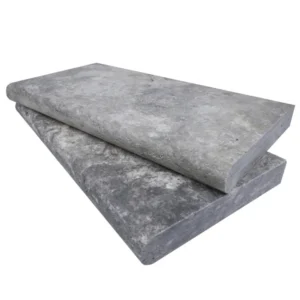 Silver Travertine Tumbled 12'X24'X2 Single Bullnose - Marion Ceramics