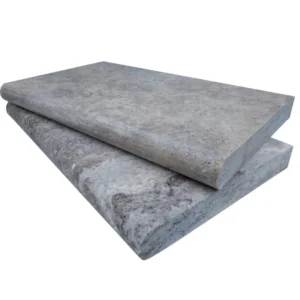 Silver Travertine Tumbled 14X24X2 Single Bullnose - Stonelux