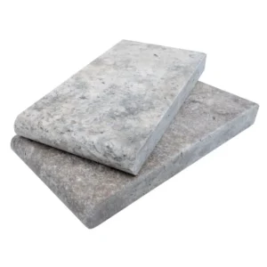 Silver Travertine Tumbled 6X12X3 Single Bullnose - Marion Ceramics