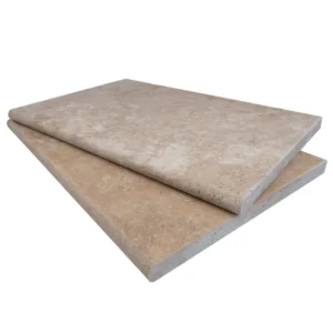 Walnut Travertine Tumbled 16X24X3 Single Bullnose - Marion Ceramics